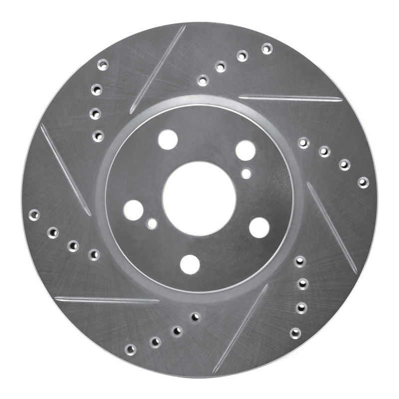 Pontiac Vibe Brake Rotor (1) - Front Left - R1 Concepts - Drilled & Slotted - Silver - `08-`19